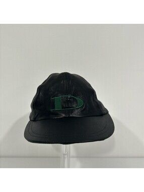Vintage Danier Leather Black Leather Strapback Hat Cap